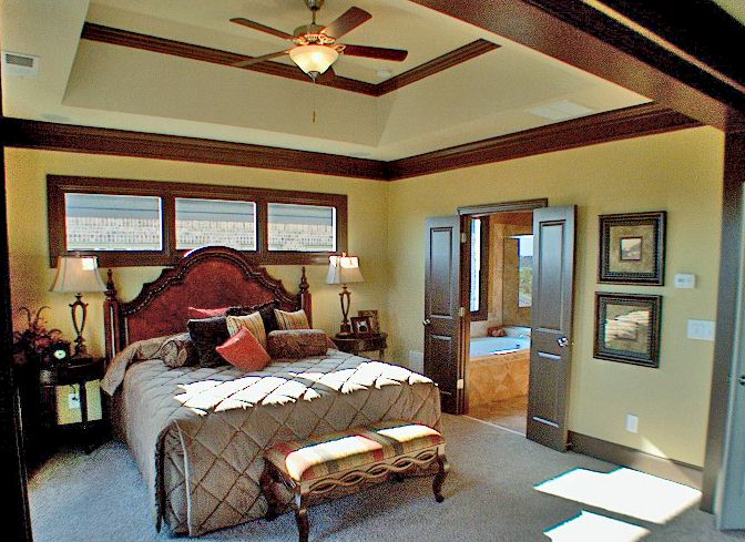 Spacious Master Bedroom With Sitting Room, Trey Ceilings And Full Length Windows.