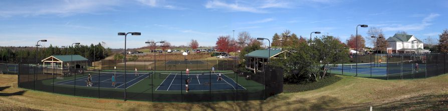 Six Floodlite Tennis Courts